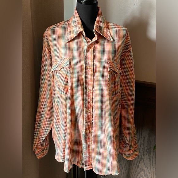 Levi's Other - Levi’s vintage rainbow seersucker button down size XL